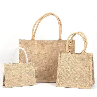 China 100% Hot Selling Simple Buying Jute Eco-Friendly Tote Bag With Multicolor Jute Eco-Friendly Tote Bag Large Jute Bag Handle for sale