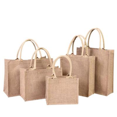 China 100% Wholesale High Quality Eco-friendly Tote Bags Durable Jute Grocery Large Capacity Jute Burlap Women Jute Sack Bags for sale