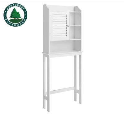 China Durable Over - Toilet Storage Bathroom Vanity Cabinet With Adjustable Open Shelves Inside Shelves Space Saving Shelf And Bottom Bar for sale