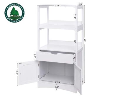 China (Others) 2022 White Wooden Bathroom Cabinet Shelf Adjustable White With Doors And Shelves for sale