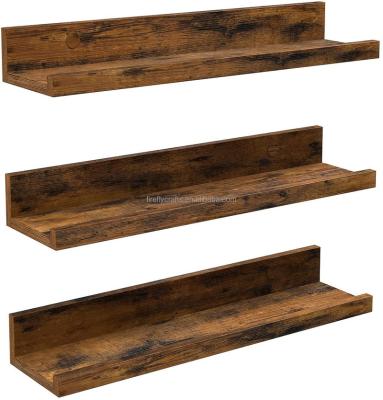 China New Classic / Postmodern Rustic Wall Mounted Storage Shelf MDF Display Wall Shelf Floating Wood Shelf Brown for sale