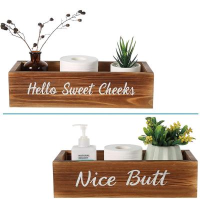 China No Rack High Quality Butt Rustic Wooden Toilet Paper Box Nice For Bathroom Decor for sale