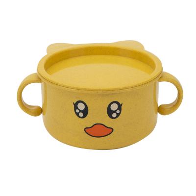 China Creative New Design Children's Home Cartoon Dining Wheat Straw Bowl Baby Feeding Bowl Cute Baby Bowl Straw for sale