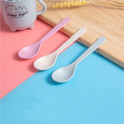 China Amazon Sustainable Hit Cute Wheat Straw Fiber Silicone Baby Spoon for Kids Children for sale