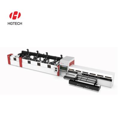 China Automatically HGTECH High Speed ​​Round Square CNC Fiber Laser Pipe Tube Tube Cutting Cutter Machine Automatically for sale