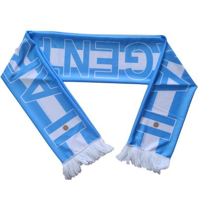 China Neck Wear Digital Printing Argentina Scarf Custom Fans Cheer Football Fans Cheap Knitted Polyester Neck Wear Qatar Soccer Scarf for sale