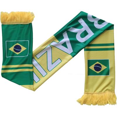 China Neck Wear Digital Printing Brazil Scarf Custom Fans Cheer Football Fans Cheap Knitted Polyester Neck Wear Qatar Soccer Scarf for sale