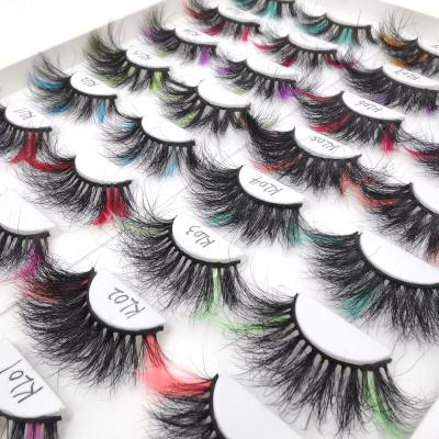 China 3D Real Mink Lashes KL Series Natural Fluffy Long Tote Colored Custom Logo 3D Eyelash Vendor for sale