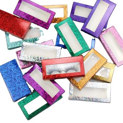 China Recycled Materials Empty Seller Holographic Logo Lashes Eyelash Packaging Custom Wholesale Bulk Laser Card Paper Boxes for sale