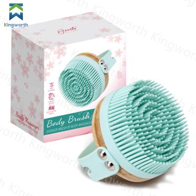 China All Natural Kingworth Cepillo Corporal Soft Shower Body Brush Massage Bath Silicone Wash Body Cleansing Brush for sale