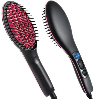 China Kingworth Pincel De Enderezamiento Straight Ceramic Home Hair Straightening Brush for sale