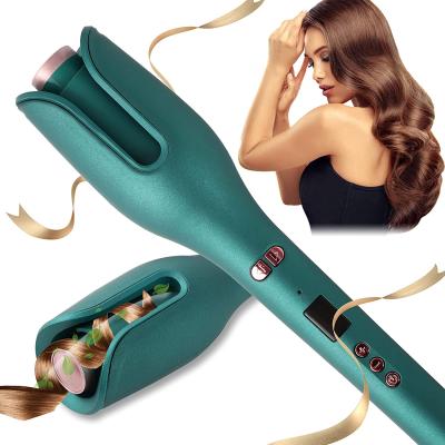 China Tourmaline Kingworth Ceramic Adjustable 17 Temperature Waves Automatic Rotating Hair Curler With Led Screen for sale