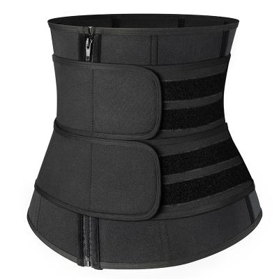 China Wholesale Custom Logo Antibacterial Double Waistband Antibacterial Slimming Belt 7 Bone Neoprene Steel Body Shape Corset Zipper Women Waist Trainer for sale