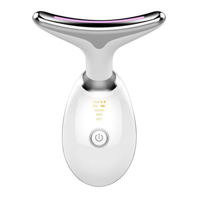 China Professional Neck Massager Anti Wrinkle Remover Vibration Wrinkle LED Light Therapy Neck Beauty Device for sale