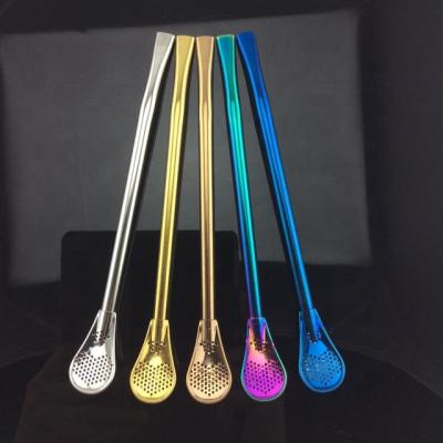 China C012-175mm 175mm Viable Silver Stainless Steel Mate Spoon and Straw Spoon for sale