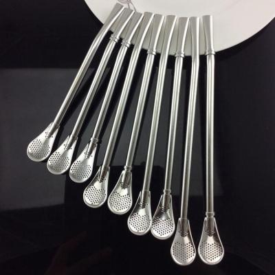 China C012 stocked extend 15.5cm and 17.5cm stainless steel Yerba Mate Spoon, Mate Straw Spoon of two rings for sale