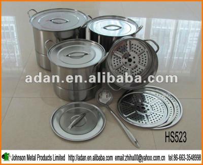 China Sustainable SS Steamer 4Pcs Stock Pot Set for sale