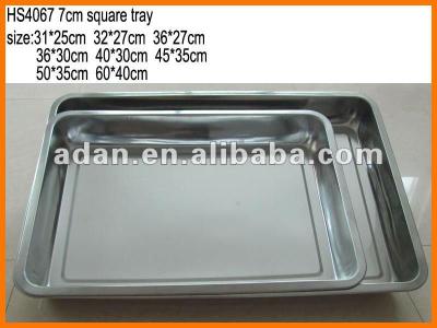 China HS4067 Thick Wall Stainless Steel Square Tray, 7cm Height Baking Tray And Serving Tray for sale