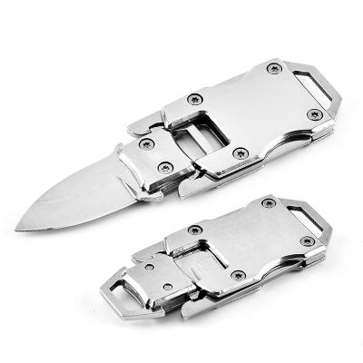 China FD-110G Small EDC Outdoor Pocket Mini Keychain Folding Knife Push Button of Stainless Steel for sale