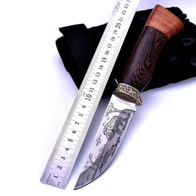 China 5cr15 Knife Non-variable Fixed Steel Blade Wenge Wood Handle For Hunting Camping Tactical With Nylon Case for sale