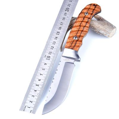 China Non-variable Fixed Blade Knife 420C Stainless Steel Blade 57HRC Zebra Straight Wood Handle Outdoor Camping Hunting for sale