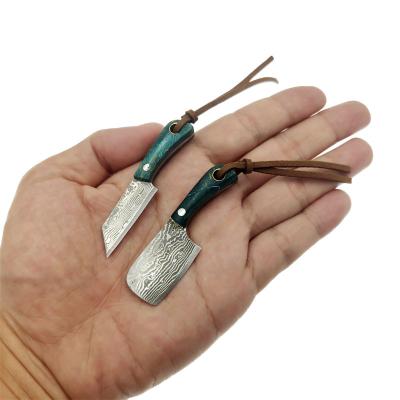 China Real Non-variable Steel Wood Key Mini Tiny Kitchen Knife Accessories of Sharp Fixed Blade Knife Damascus Handle Pocket Knife EDC for sale