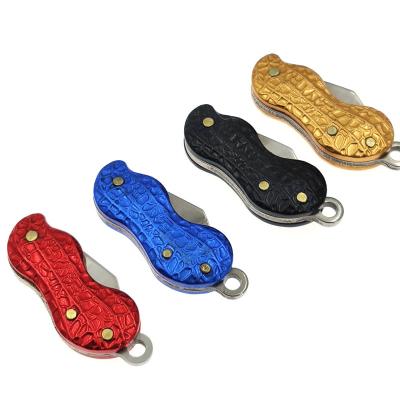 China FD-119 Stainless Steel Mini 440C Knife Handle Collar Knife Non-variable Folding Aluminum Pocket Peanut Shape Hanging Knives EDC Tool for sale