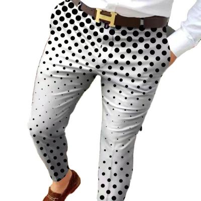 China 2022 Spring Mens White Black Retro Pattern QUICK DRY Casual Pants Print Straight Trousers Rhombus Printed Business Trousers YSY0525-10 for sale