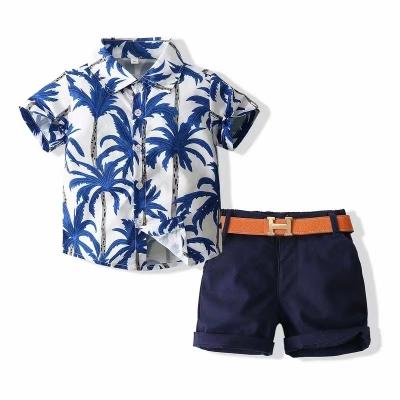 China Wool/Polyester Kids Printed Short Sleeve Shirt And Shorts Set Boy Loungewear Fashion Summer Street Wear Stock QZ0923 for sale