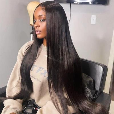 China Straight Lace Front Wig Human Hair Straight 180% Full Density 13x4 HD Transparent Lace Frontal Wigs Human Hair Lace Front Wig Pre Plucked for sale