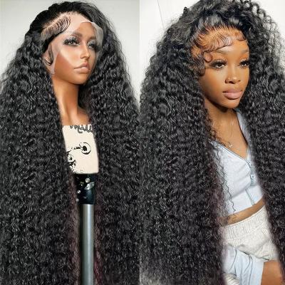 China Deep Wave Deep Wave Lace Front Wig Human Hair 13x4 180% Density Transparent Lace Frontal Wigs Deep Curly Lace Front Human Hair Wig for sale