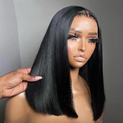 China Straight BOB Lace Front Wig Human Hair Straight 150% Full Density 13x4 HD Transparent Lace Frontal Wigs bob hair lace front wig For Women for sale