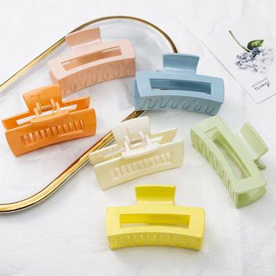 China Simple but elegant hair clip candy color square hair clip candy color square hair back main shark hair claw for beautiful lady for sale