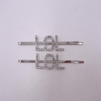 China Cute and lovely LOL MLS-JA-BP-0897 letter with rhinestone clip hair accessories for sale