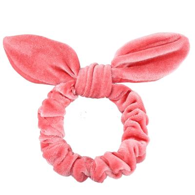 China YS002 Elastic Velvet Bunny Ears Scrunchies Bowknot Hair Band for Girls and Women for sale