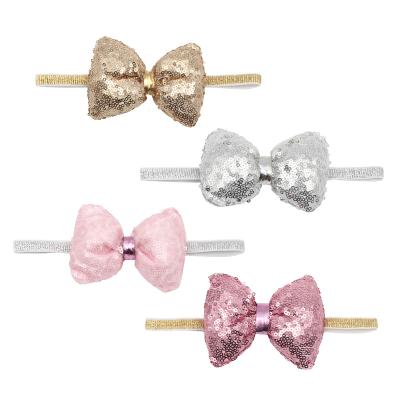 China European and American style baby headband hair accessories bows glitter headband elastic hair accessories for sale