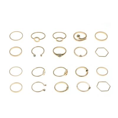 China FASHIONABLE Women s 10pack Simple Ring Set With Open Circle Hexago Open Eiffel Tow Stone Cactus Oval Pat Twist Bead for sale