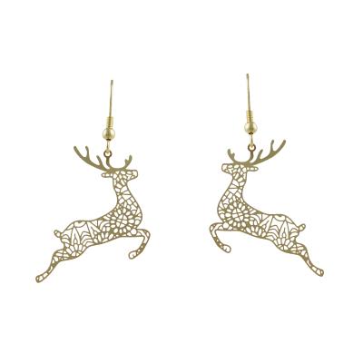 China Christmas Holiday Women s Drop Earring with Filigree Reindeer for Christmas Holiday Earring Decoration for sale