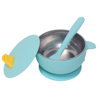 China BPA Free Tableware BPA Free Kids Feeding Suction Silicone Baby Bowl And Spoon Set for sale