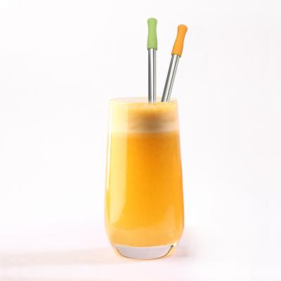 China Sustainable Eco Friendly Reusable Silicone Tips Metal Stainless Steel Straws for sale