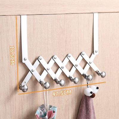 China Removable Living Room Bathroom Kitchen Stainless Steel Wall Black Over Door Punch Free Organizer Hanging Rack Bathroom Rack for sale