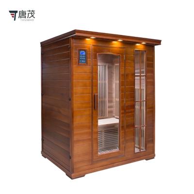 China Computer Control Panel Red Cedar Sauna Room Carbon Fiber Panel Luxury Sauna Room Infared Away Sauna 3 Person for sale