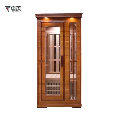 China Computer Control Panel Home Use Mini One Person Indoor Portable Red Cedar Household Sweat Steam Sauna Room for sale