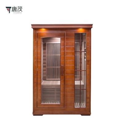 China Computer Control Panel ODM/OEM Best Red Cedar Wood Steam 2 Person Far Infrared Indoor Sauna Room for sale