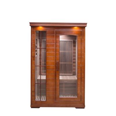 China Computer Control Panel Sauna Sweat Steam Bath Light Wave Double Room Red Cedar Family Solid Wood Home Sauna Room for sale