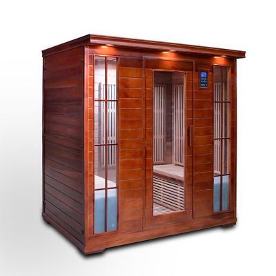 China Large Size Large Full Body Computer Control Panel Dry Room Luxury Cedar Wood Door Dry Sauna Room 4 Person for sale