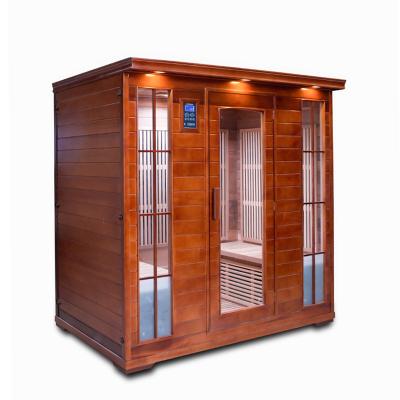 China Indoor Spa 4 Person Water Proof Red Cedar Room Computer Control Panel Sauna Room Steam Sauna Wooden Room for sale