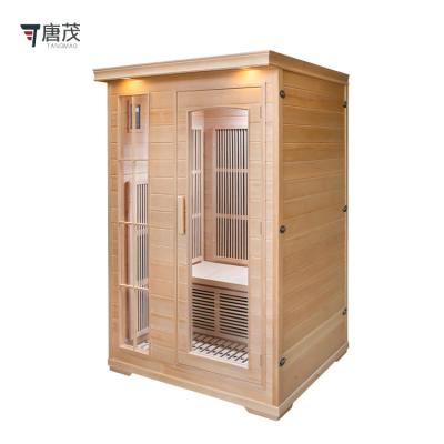 China Computer Control Panel Sale Hemlock Carbon Panel Sauna Room 2 People Dry Steam Sauna Rooms With Wooden Handle for sale