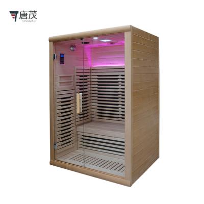 China Computer Control Panel Professional Supplier Solid Wood Indoor Infrared Hemlock Sauna Room With Wooden Handle for sale