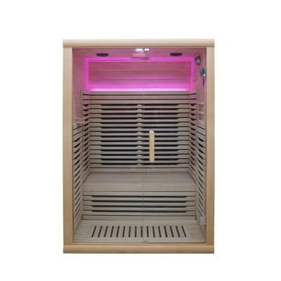 China Computer Control Panel All Glass Infrared Sauna Room Steam Baths 3200w 2 Person Traditional Wooden Dry Sauna Room for sale